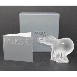 Lalique Frosted Crystal Timori Baby Elephant Figurine 1179300 with Box